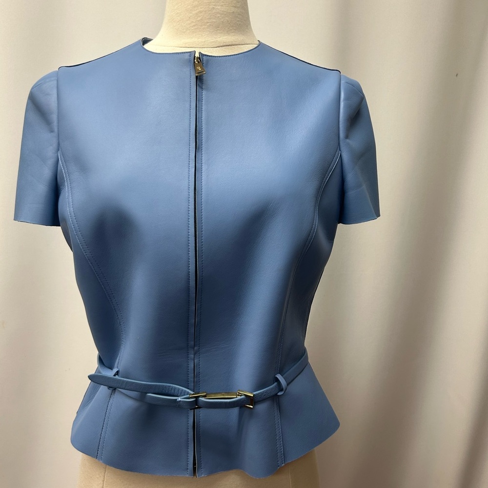 Ralph Lauren Light Blue Leather Top